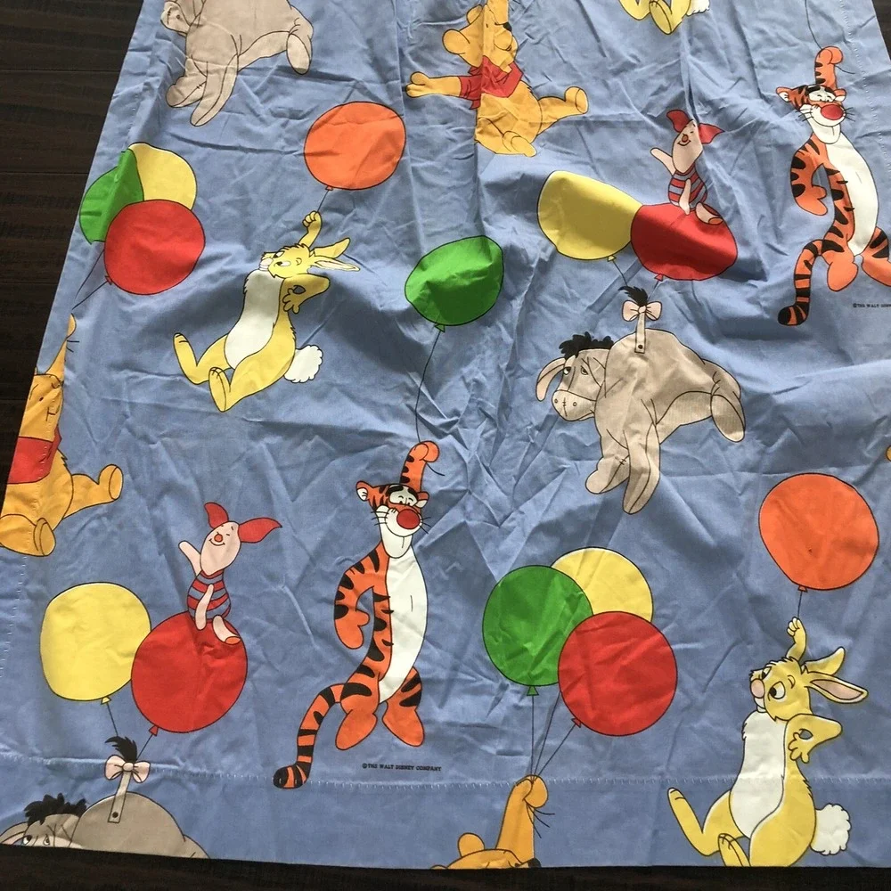 2 Vtg Sears Winnie The Pooh Pinch Pleat Curtains Drapes 38 x 60 Balloons READ